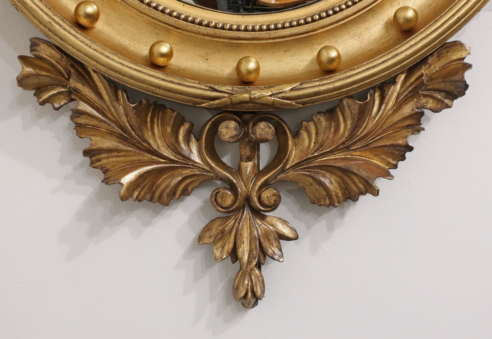 Regency Convex Carved Giltwood Wall Mirror photo for sale