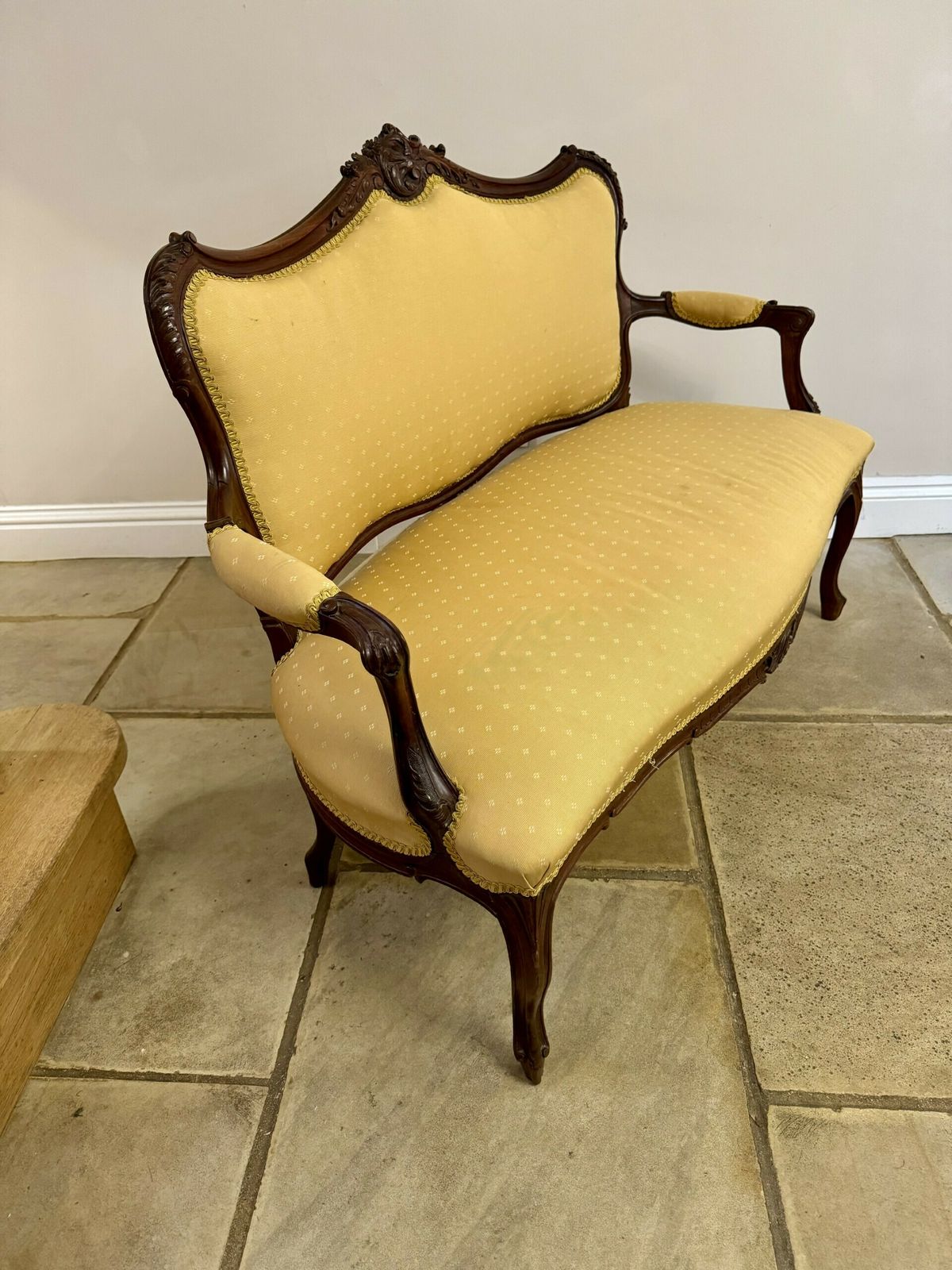 Furniture Fine Antique French Carved Walnut Three Piece Suite photo