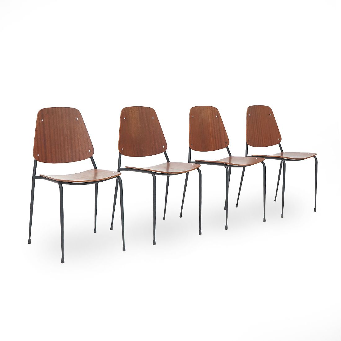 4 Chairs With Seat And Back In Curved Plywood, 1960s photo furniture