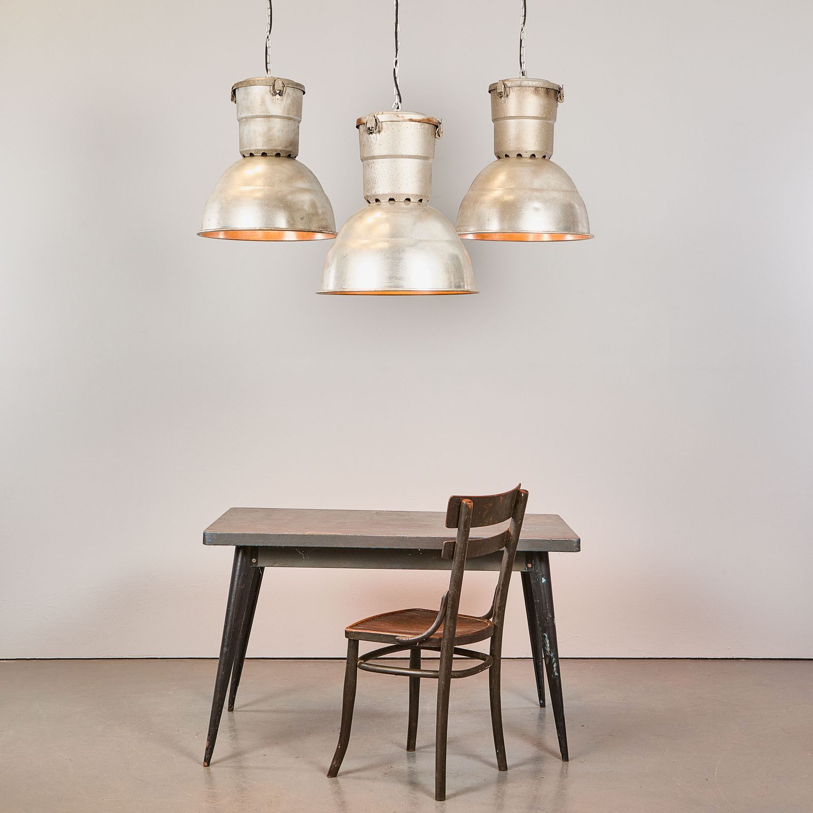 1960’s Large Industrial Spun Aluminium French Ceiling Pendant Lamps/Light Shades photo vinterior