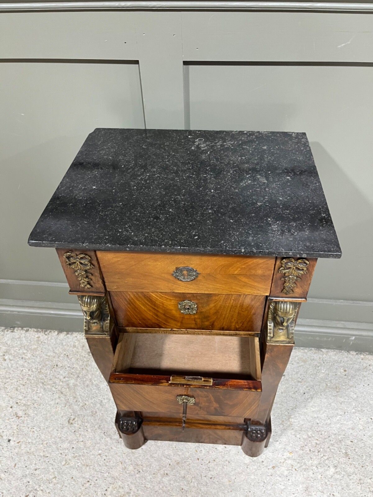 Antique Chest Of Drawers Egyptian Revival Antique Bedside Chest Marble Top photo furniture