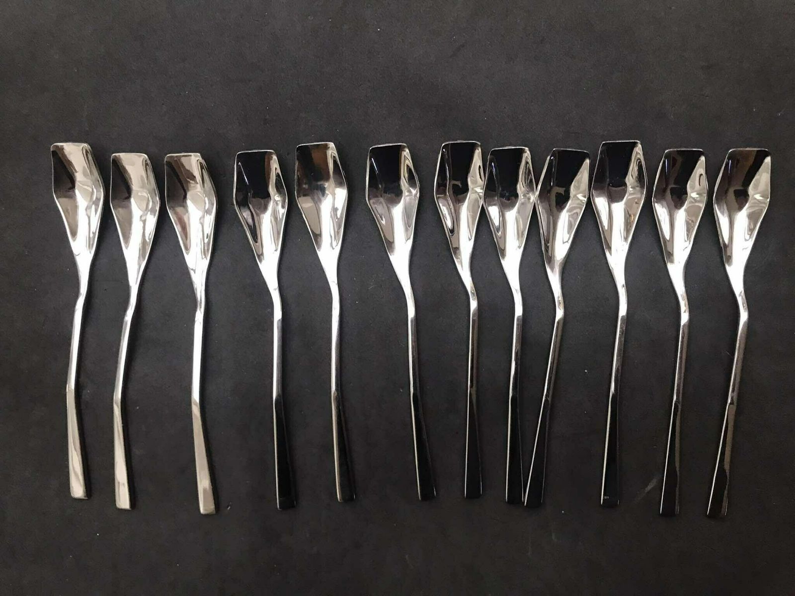 Modernist Set Flatware French Design Space Age Stainless Steel Modernist Design French Casual Lunch Gift Post Modern Vintage 12 Settings photo furniture