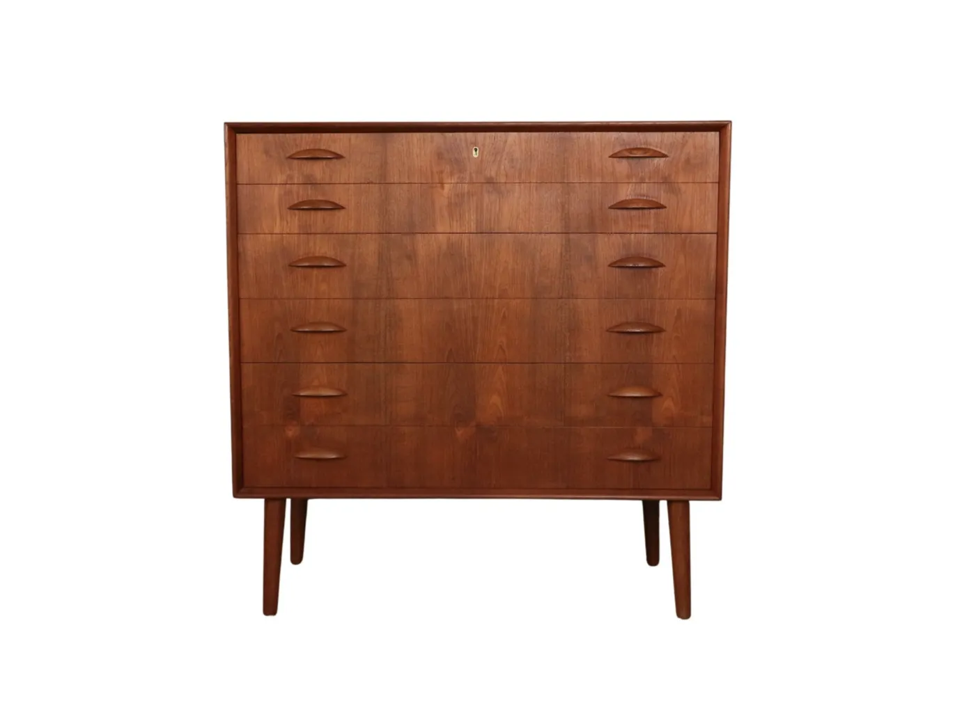 Mid Century Modern Danish Chest Of Six Drawers, Tallboy In Teak, Denmark, 1960 photo furniture