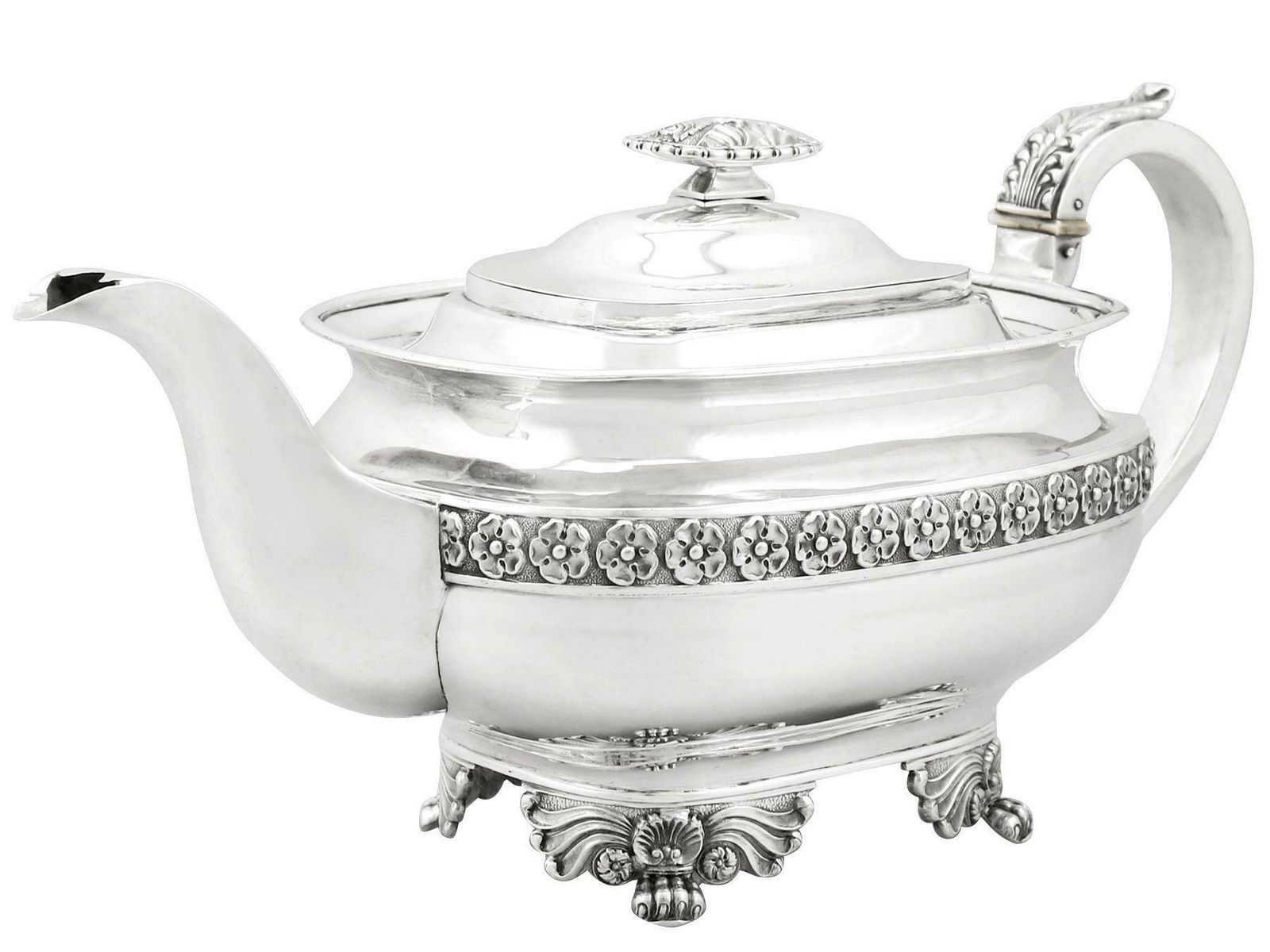 Antique English Sterling Silver Three Piece Tea Service In The Regency Style photo Home Decor