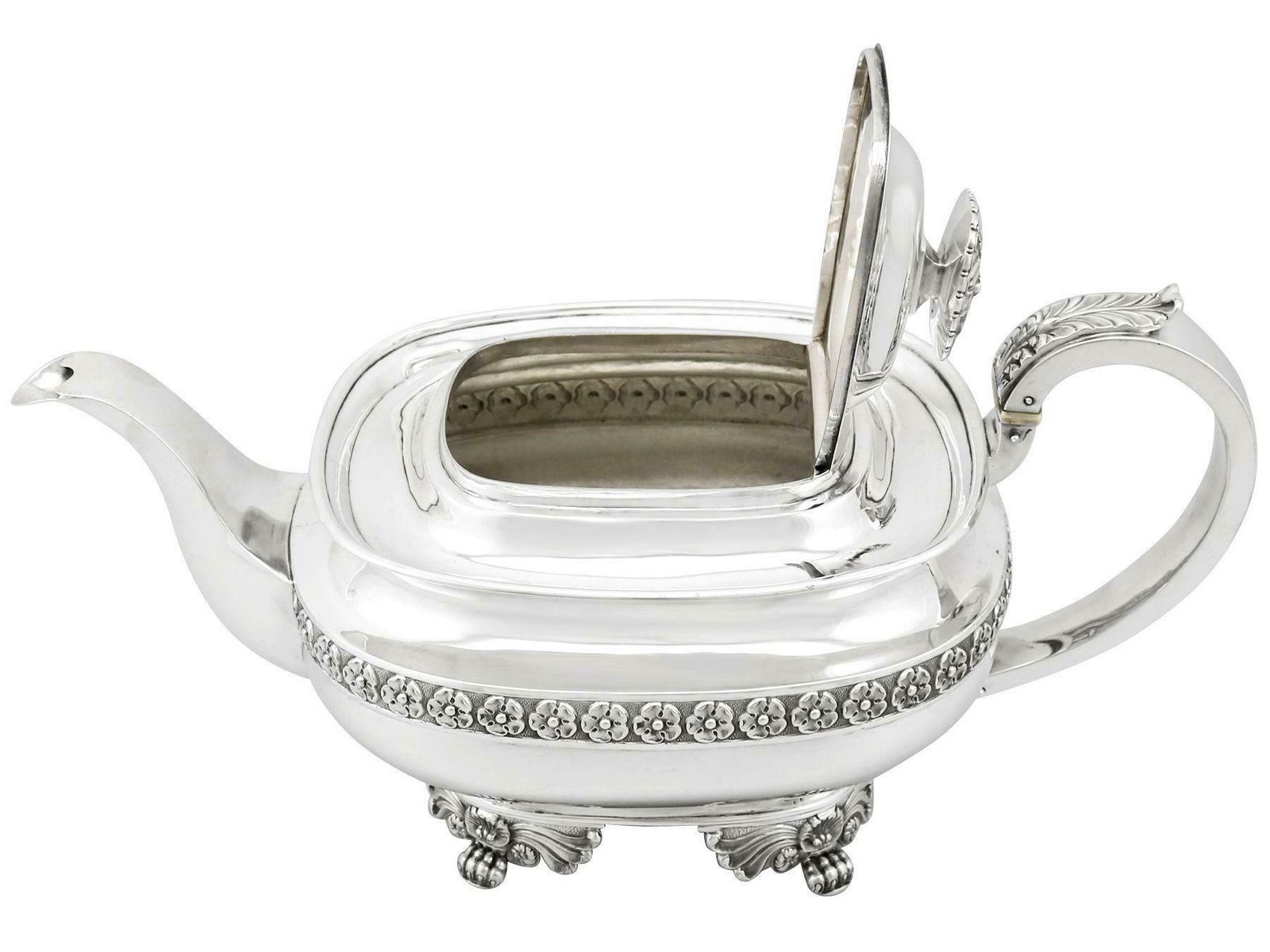 Antique English Sterling Silver Three Piece Tea Service In The Regency Style photo vinterior