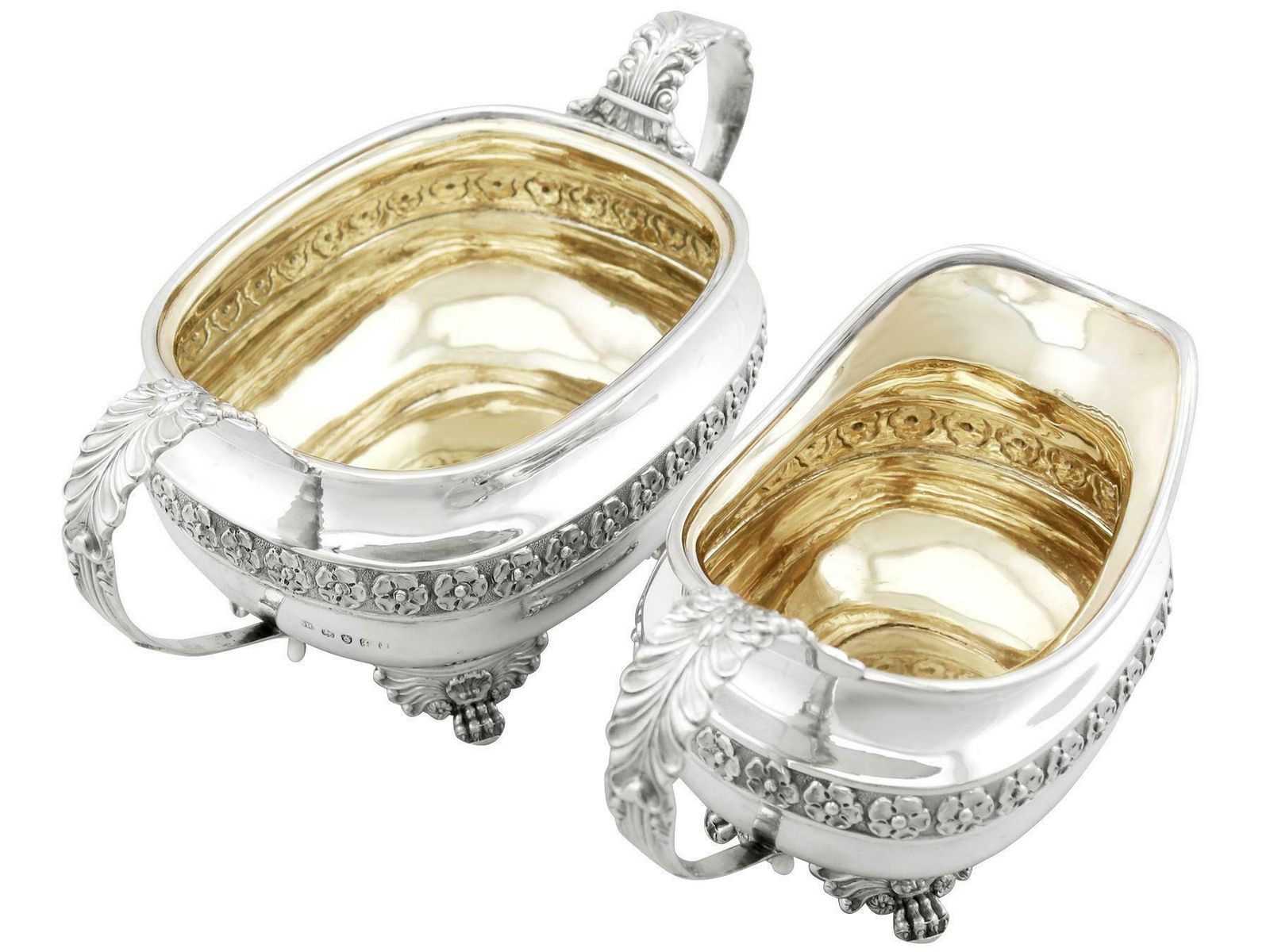 3061.0 Antique English Sterling Silver Three Piece Tea Service In The Regency Style photo