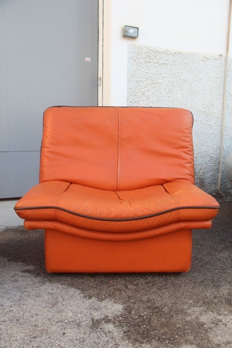 Living Room Seat Italian Design 1980s Leather Particular Form Lev&Lev Production Mod. Gabbiano photo vinterior