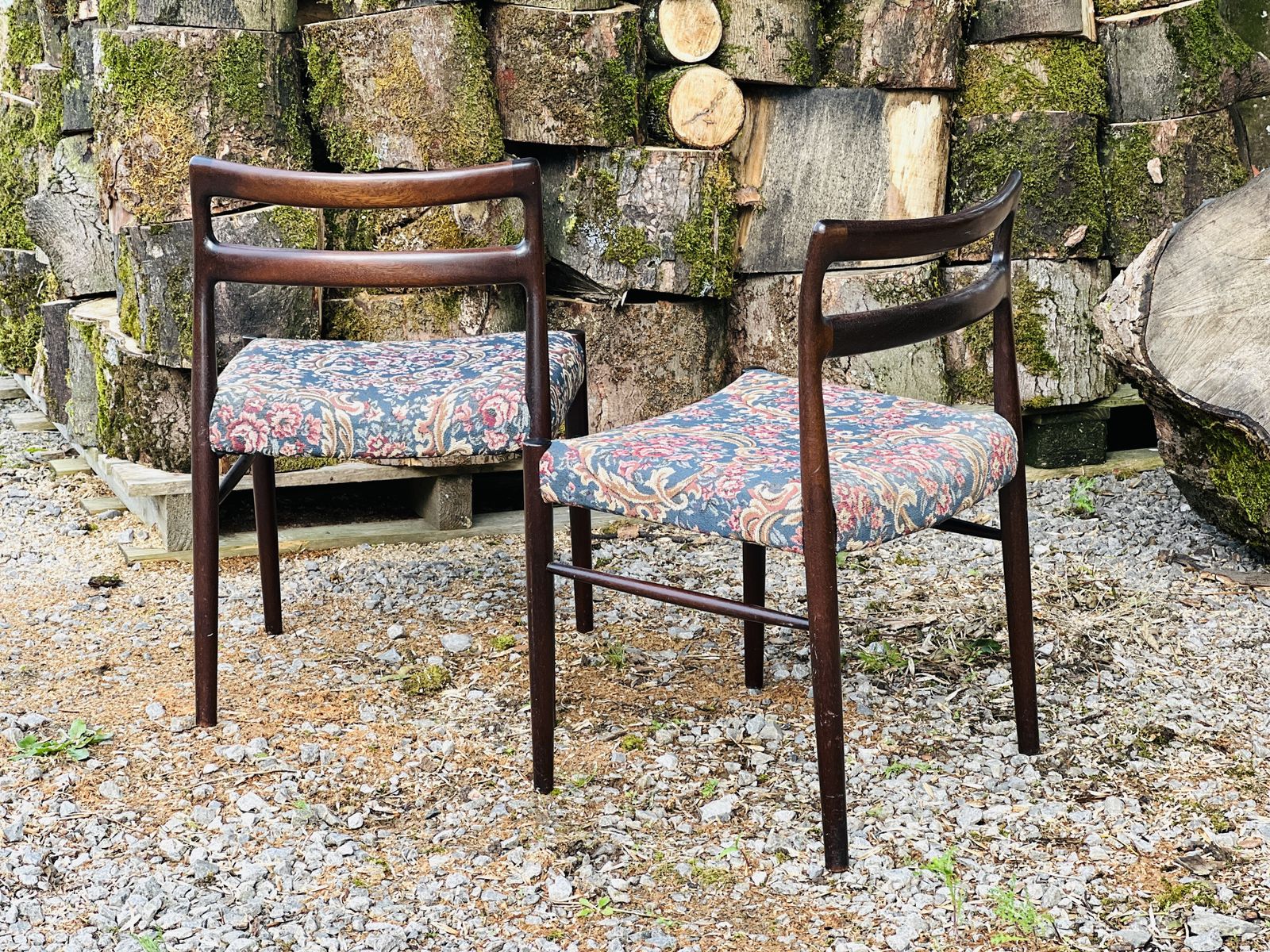 A Set Of Four Mid Century Chairs In Dark Wood photo for sale