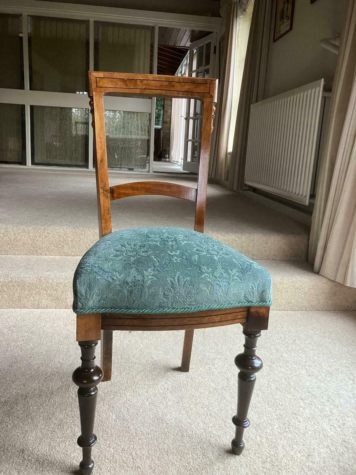 4 X Biedermeier Dining Chairs With Burl Onlay photo Furniture