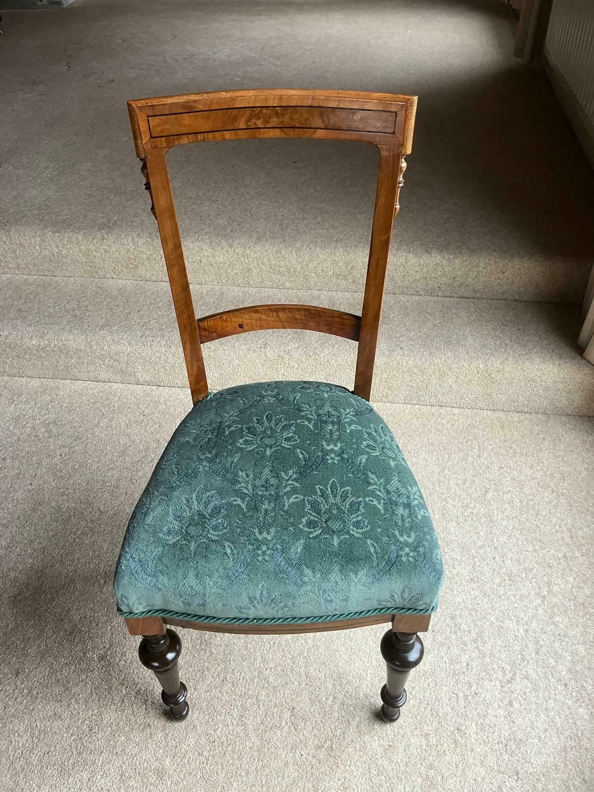 Furniture 4 X Biedermeier Dining Chairs With Burl Onlay photo
