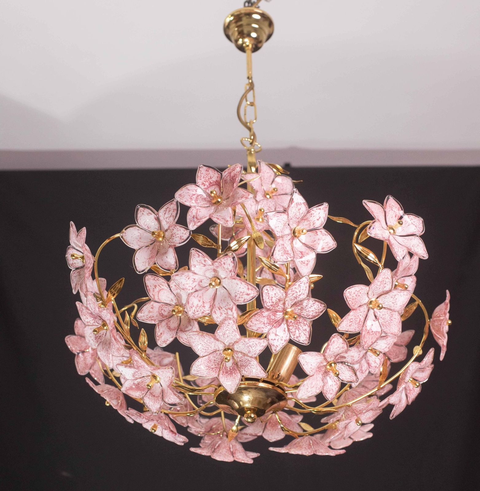 Amazing Murano Chandelier Full Of Pink Flowers, 1980s photo furniture