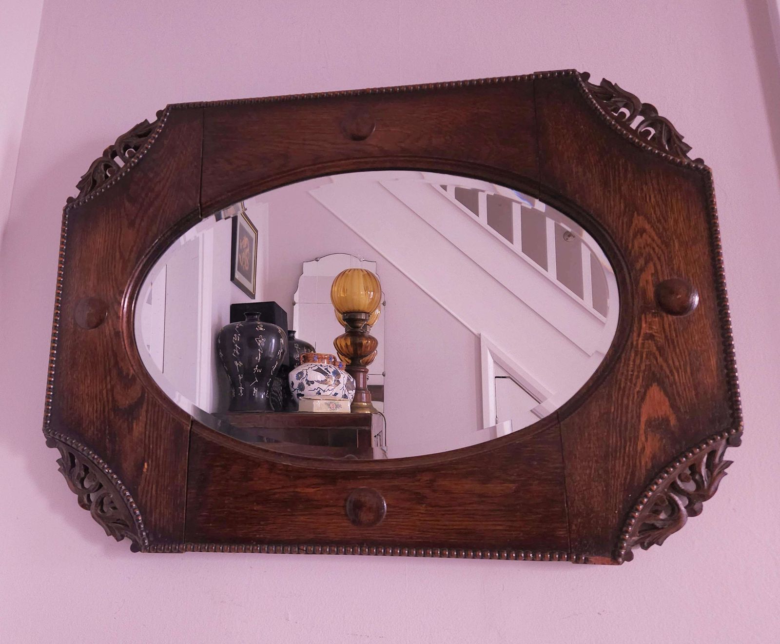 Outstanding, Large, Antique Arts & Crafts, Bevelled Mirror Dating From 1890's photo furniture