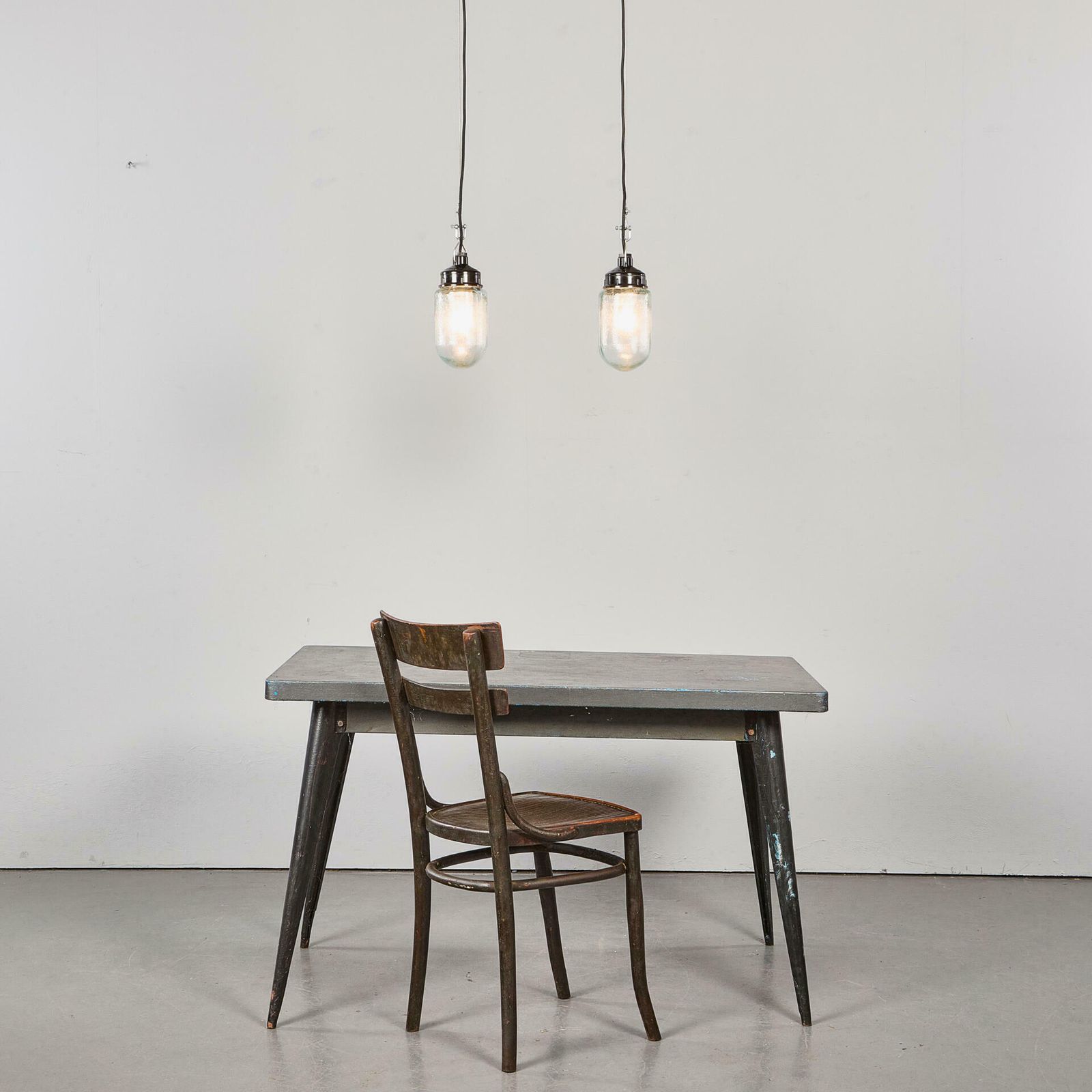1950’s New Old Stock Clear Mottled Cylinder Pendant Lamps – Unique Pair photo vinterior