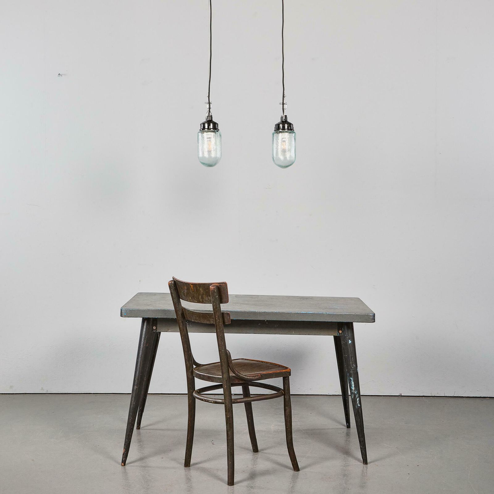 1950’s New Old Stock Clear Mottled Cylinder Pendant Lamps – Unique Pair photo buy
