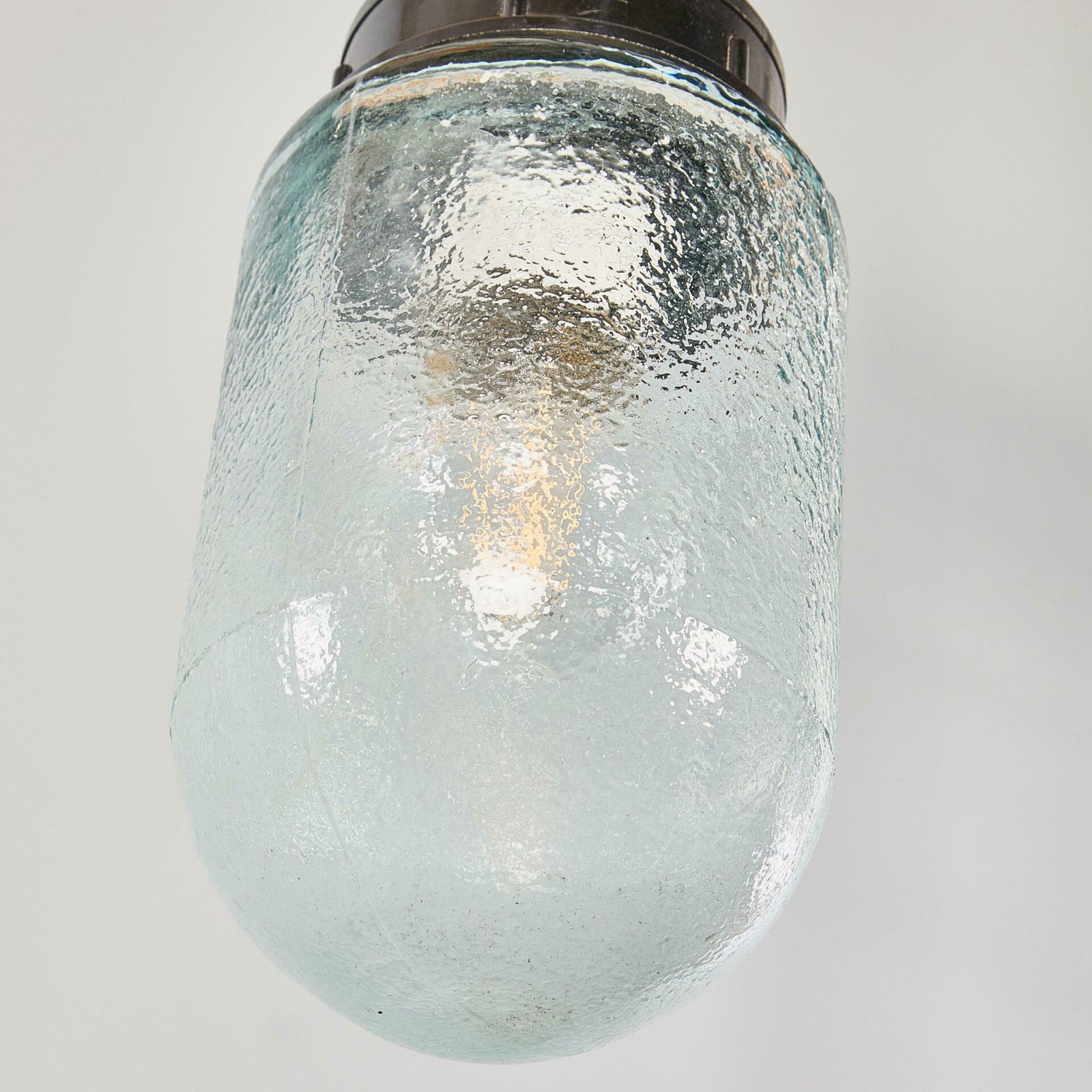 photo furniture 1950’s New Old Stock Clear Mottled Cylinder Pendant Lamps – Unique Pair