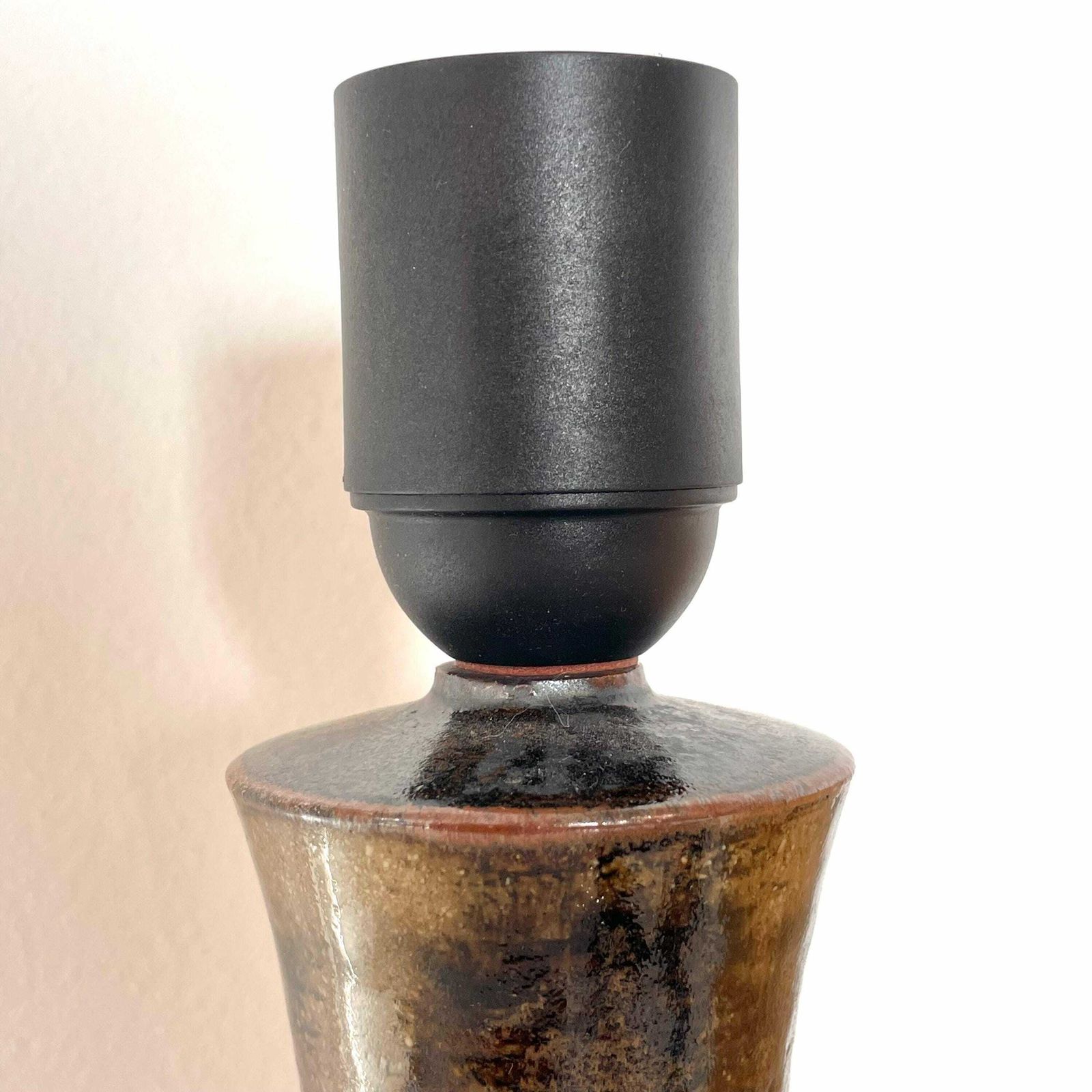 photo for sale Danish Ceramic Sculptural Modernist Mid Century Table Lamp In Organic Shape With Earthcolored Glaze   Design By Axella Denmark