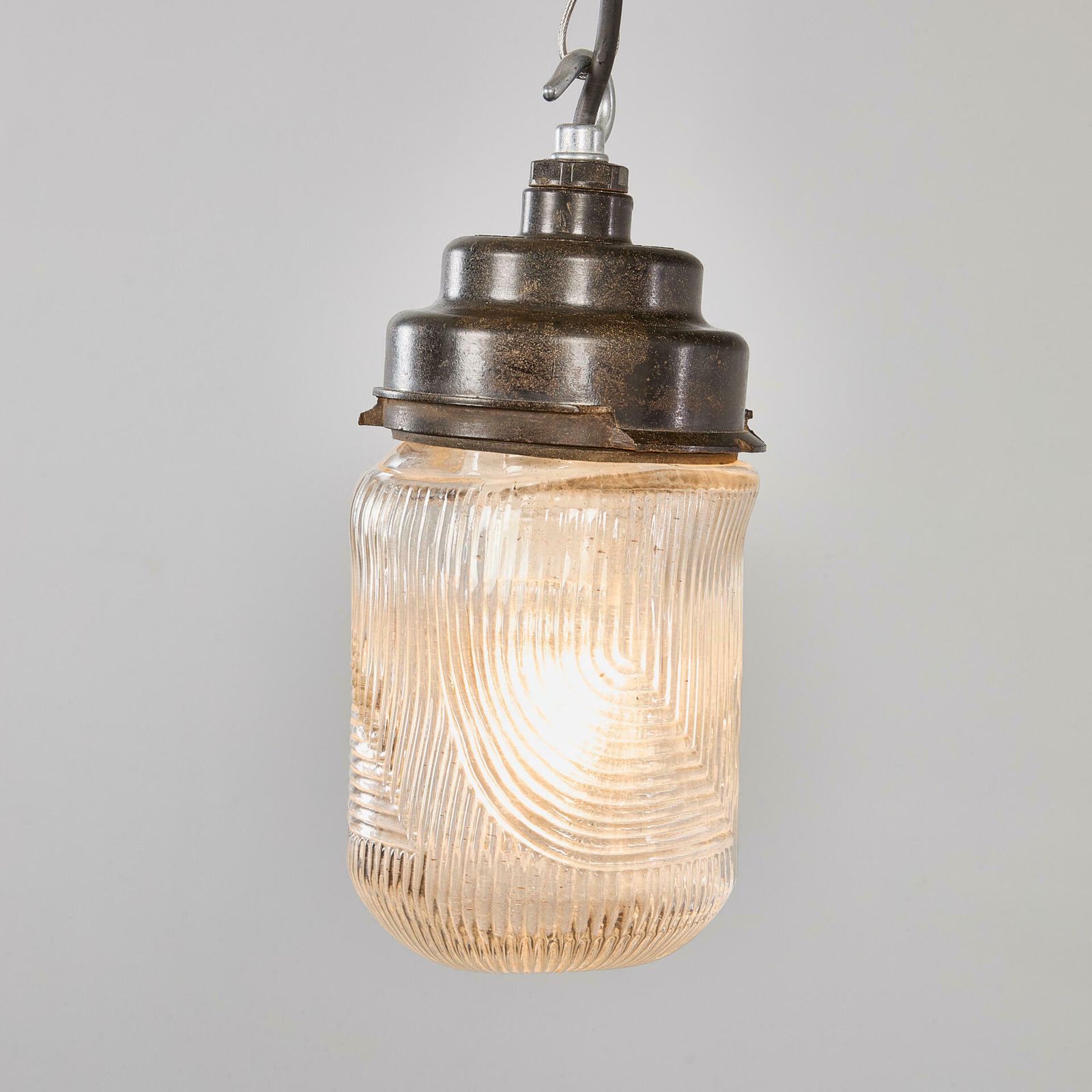 1950’s New Old Stock Striped Mottled Cylinder Pendant Lamps – Single Lamp