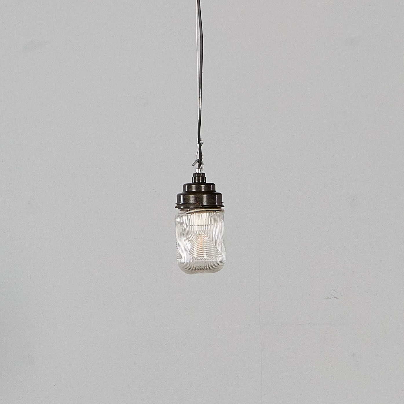1950’s New Old Stock Striped Mottled Cylinder Pendant Lamps – Single Lamp photo for sale