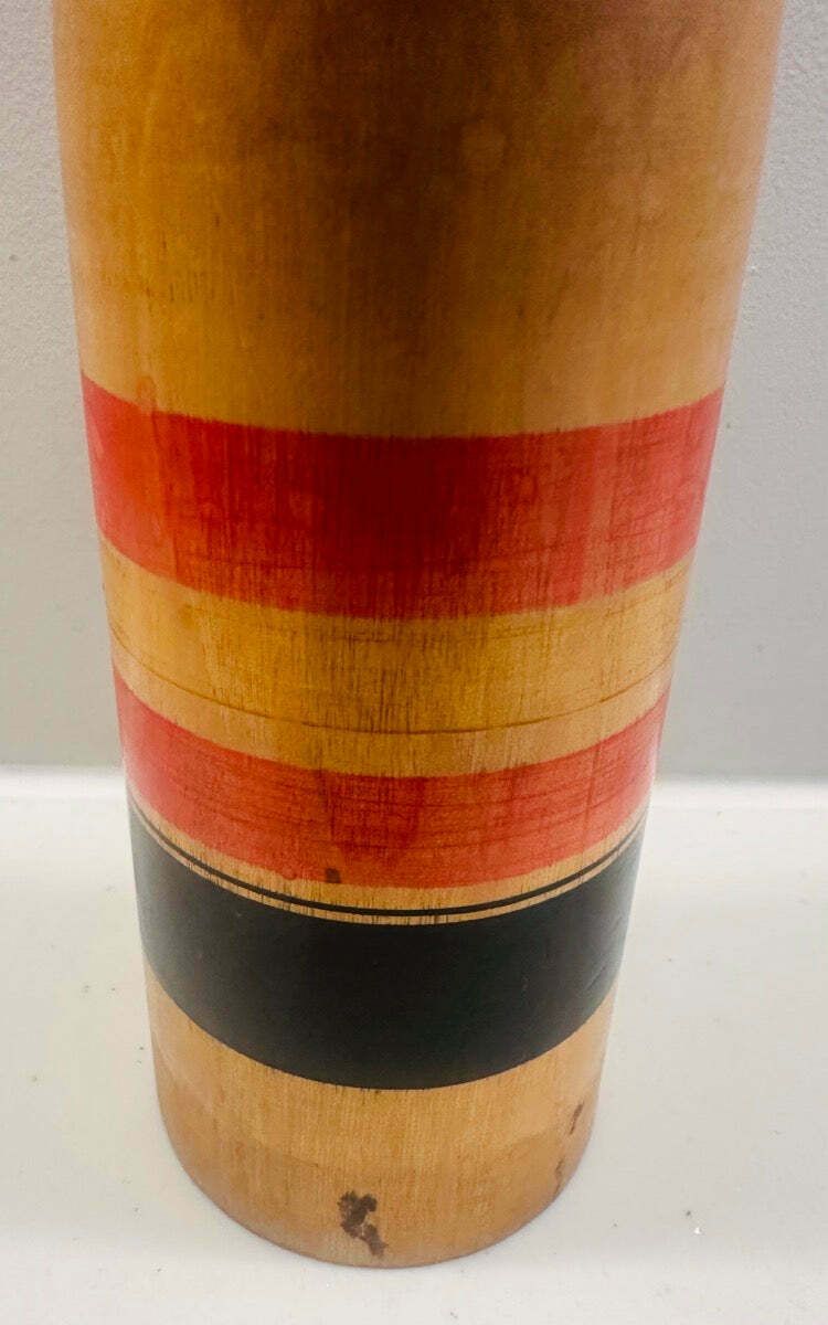 Vintage Striped Japanese Traditional Kokeshi Doll   Yajirou Kei photo vinterior