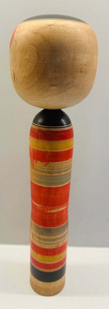 85.0 Vintage Striped Japanese Traditional Kokeshi Doll   Yajirou Kei photo