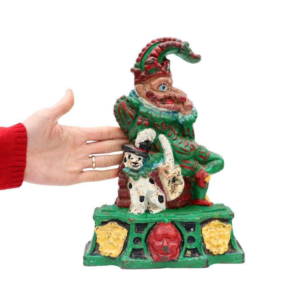 Mid Century Punch Cast Iron Doorstop 6 Kgs, Antique British Cast Iron Comic Character Figure.