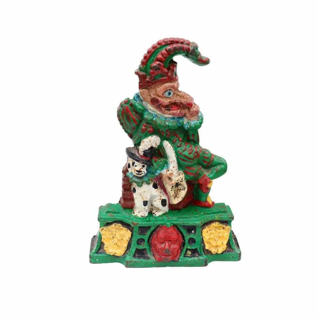Mid Century Punch Cast Iron Doorstop 6 Kgs, Antique British Cast Iron Comic Character Figure. photo for sale
