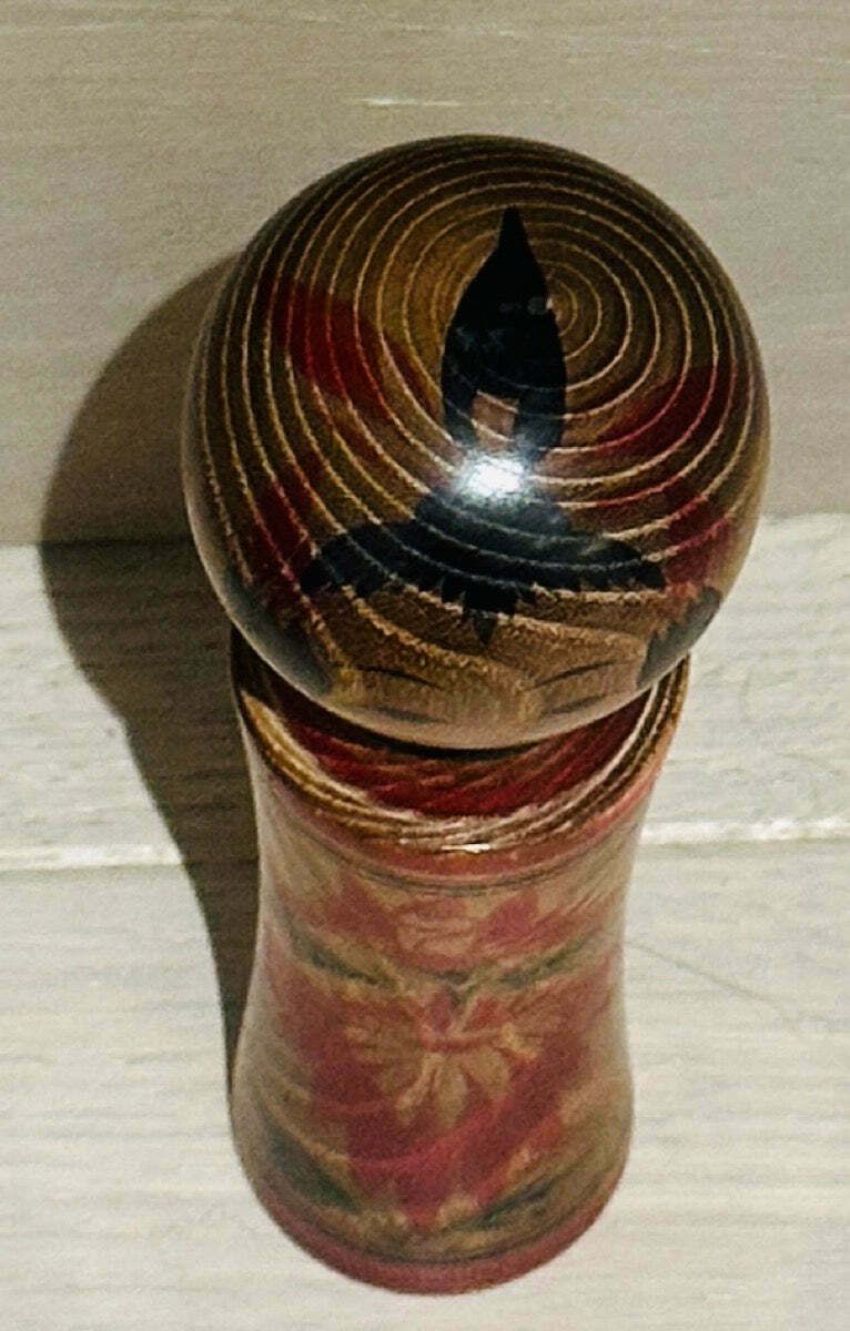 Small Vintage Grained Japanese Traditional Kokeshi Doll photo Home Decor