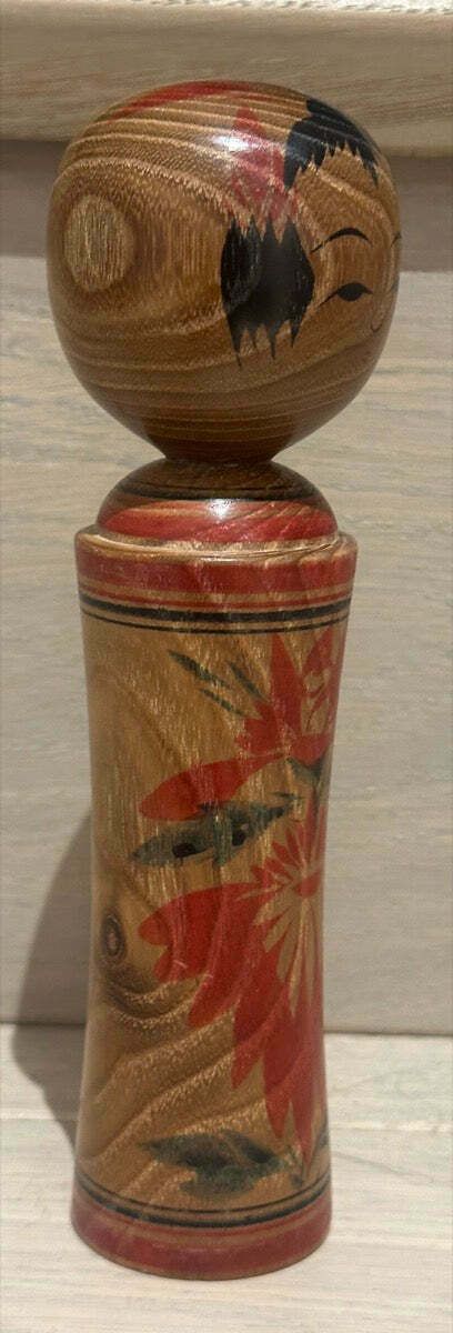 65.0 Small Vintage Grained Japanese Traditional Kokeshi Doll photo
