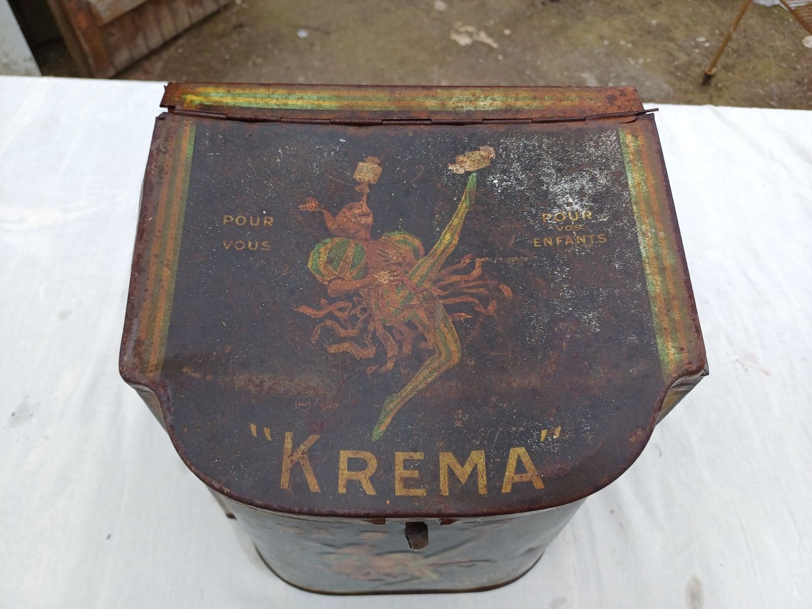 Old Box Of Kréma Candy, 1920s, Vintage photo for sale