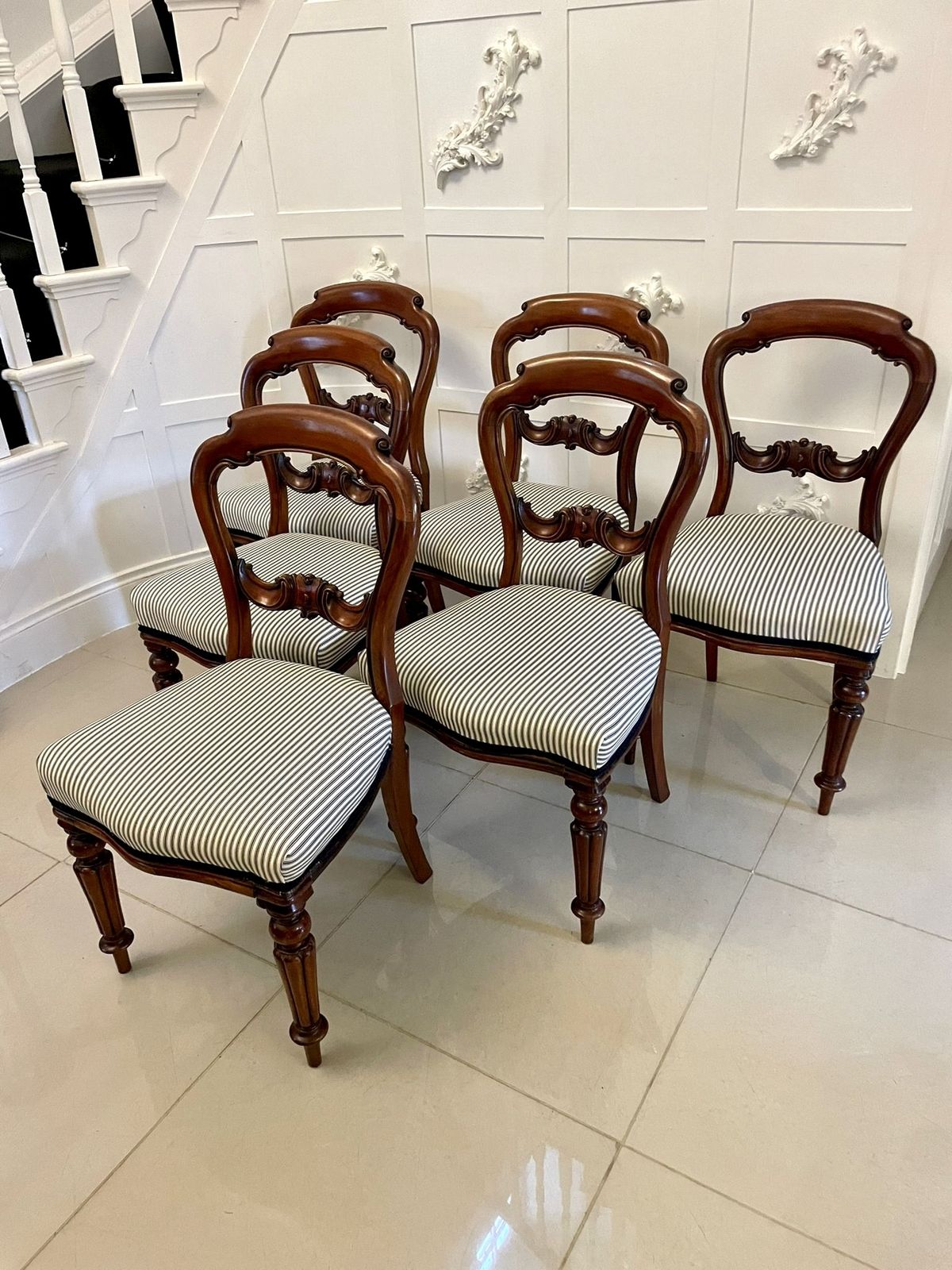 Antique 19th Century Mahogany Carved Set Of 6 Dining Chairs photo 3550.0