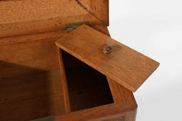 Antique French Sculptured Sewing Box In Oak, 1890s photo vinterior