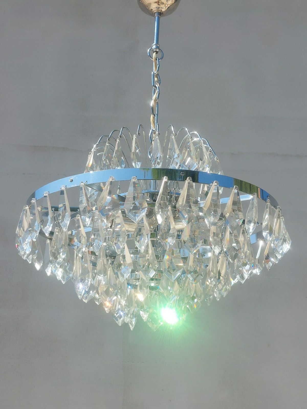 Large Vintage Crystal Chandelier / Richly Decorated Crystal Chandelier / Mcm Crystal Chandelier / Mcm Interior / Mcm Home / 1970's photo 922.0