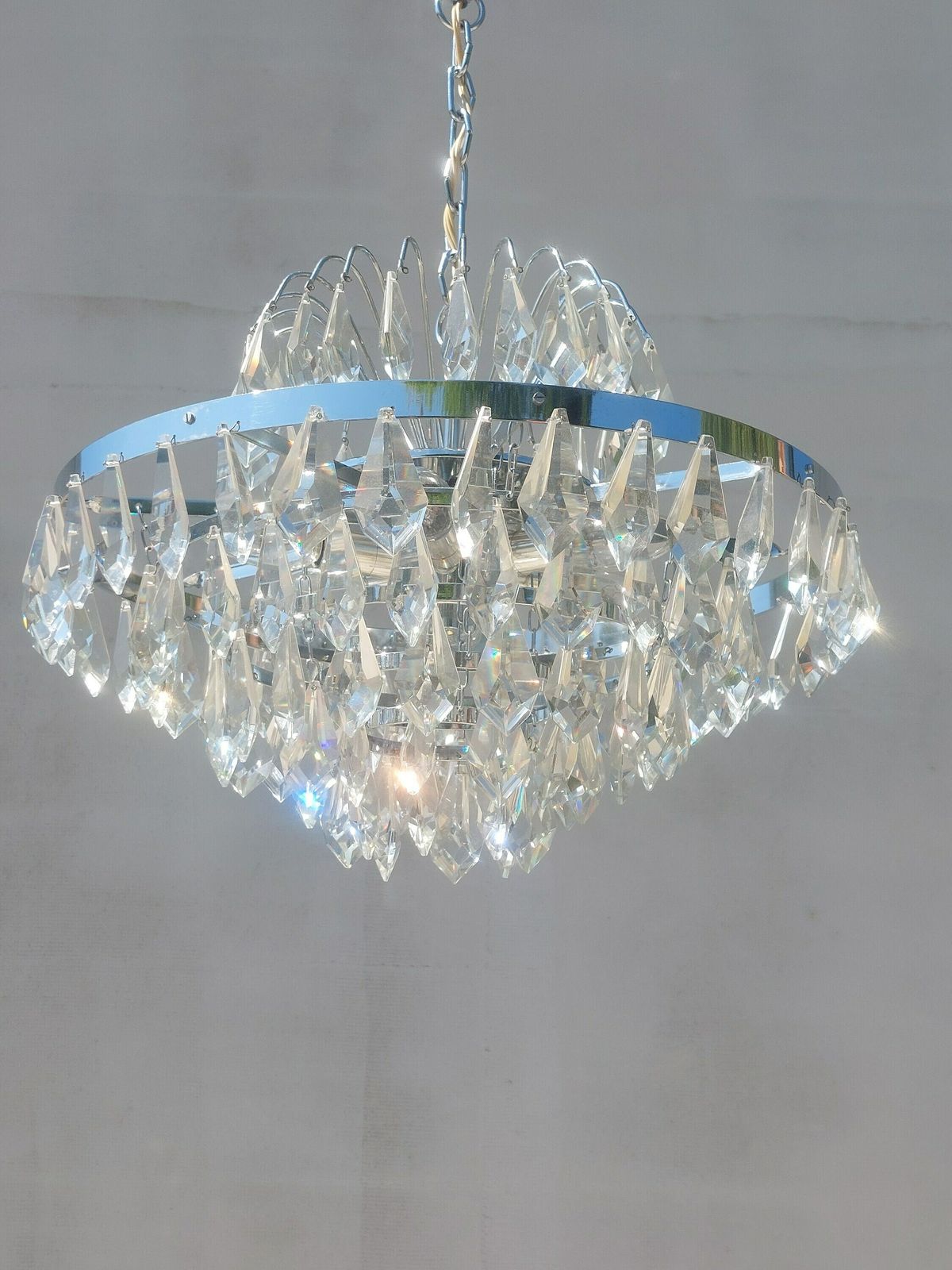 Large Vintage Crystal Chandelier / Richly Decorated Crystal Chandelier / Mcm Crystal Chandelier / Mcm Interior / Mcm Home / 1970's photo buy