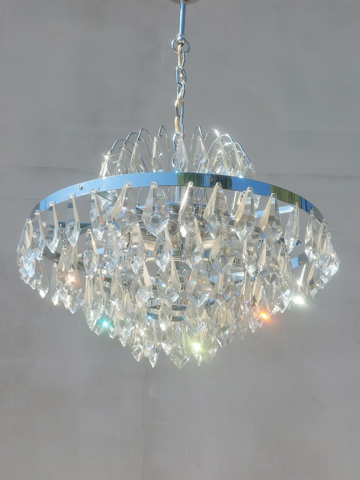Large Vintage Crystal Chandelier / Richly Decorated Crystal Chandelier / Mcm Crystal Chandelier / Mcm Interior / Mcm Home / 1970's photo vintage