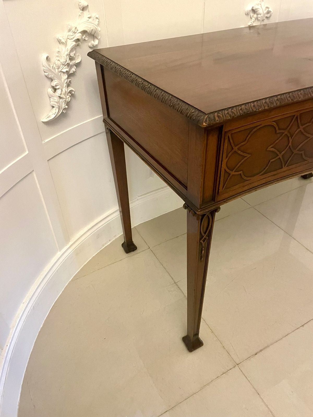 photo for sale Antique 19th Century Quality Carved Figured Mahogany Serving Table