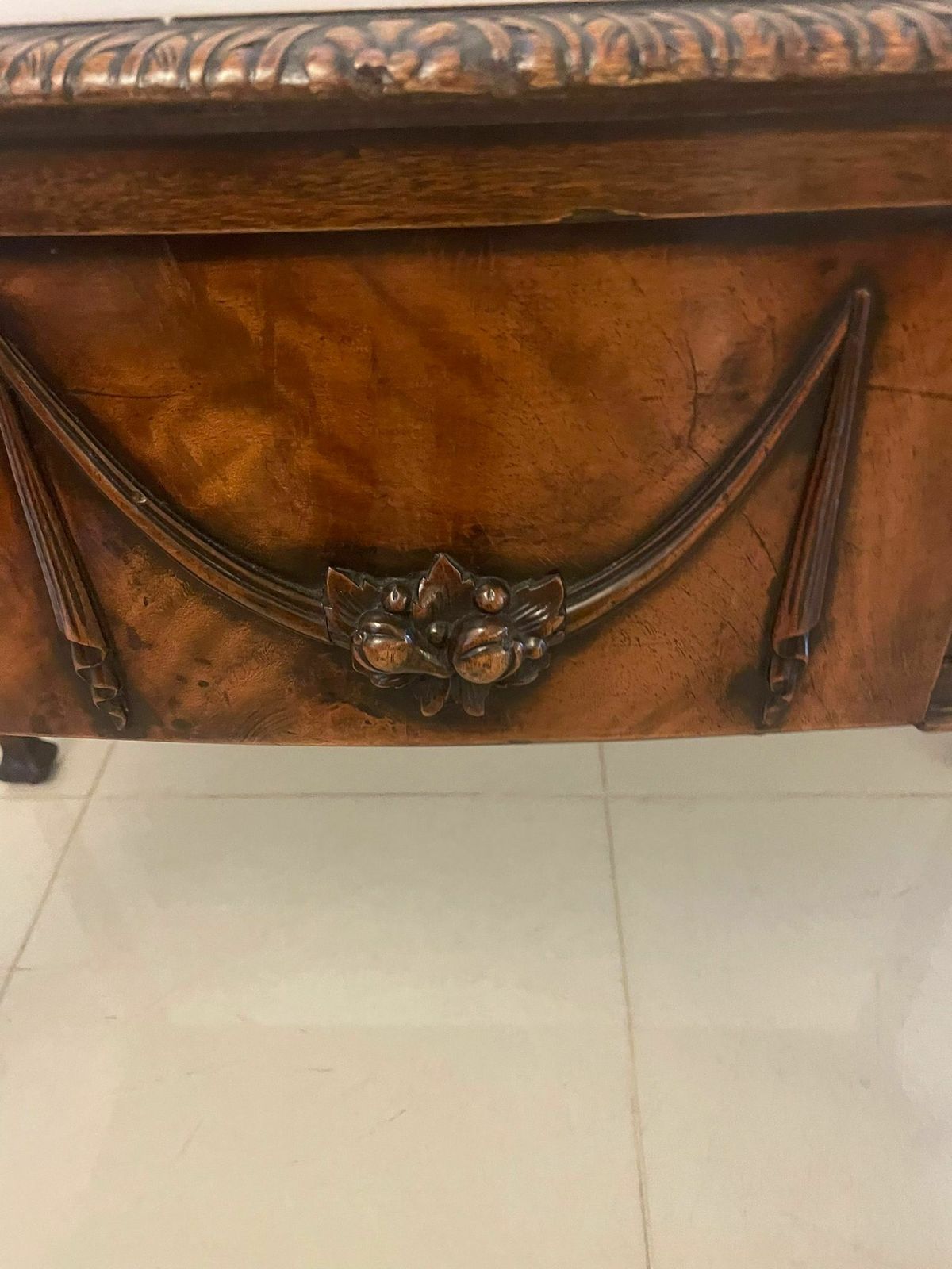 photo buy Antique 19th Century Quality Carved Figured Mahogany Serving Table