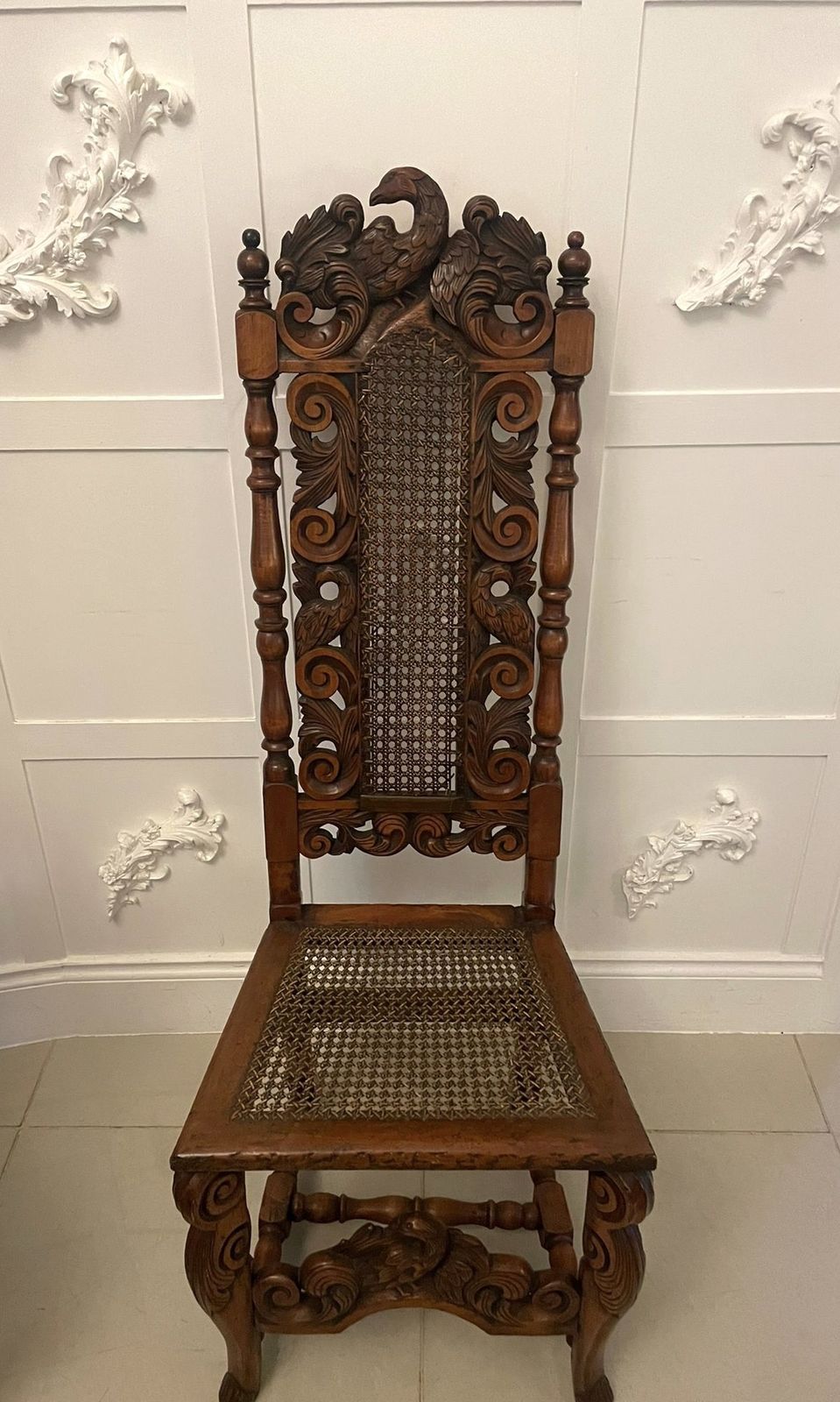 Set Of 4 Antique 19th Century Quality Carved Walnut Dining Chairs photo buy