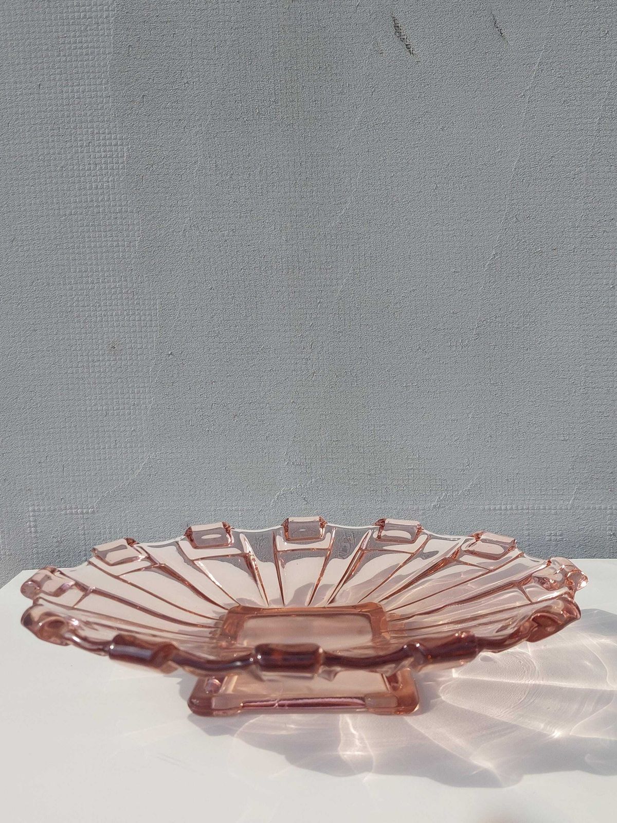 Vintage Serving Plate / Art Deco / Art Deco Serving Plate / Pink Glass Serving Plate / Europe / 1950's photo Home Decor
