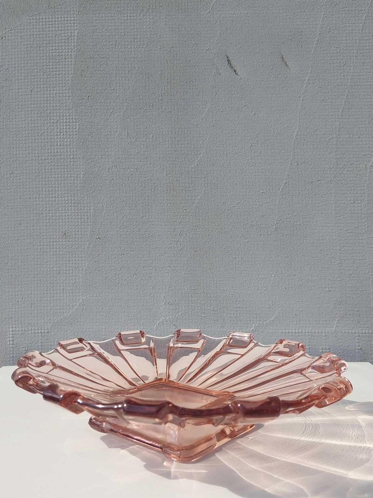 Vintage Serving Plate / Art Deco / Art Deco Serving Plate / Pink Glass Serving Plate / Europe / 1950's photo buy
