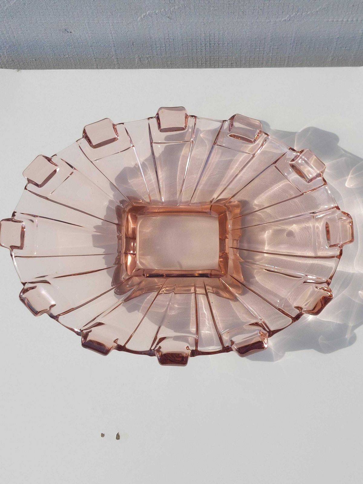 photo furniture Vintage Serving Plate / Art Deco / Art Deco Serving Plate / Pink Glass Serving Plate / Europe / 1950's