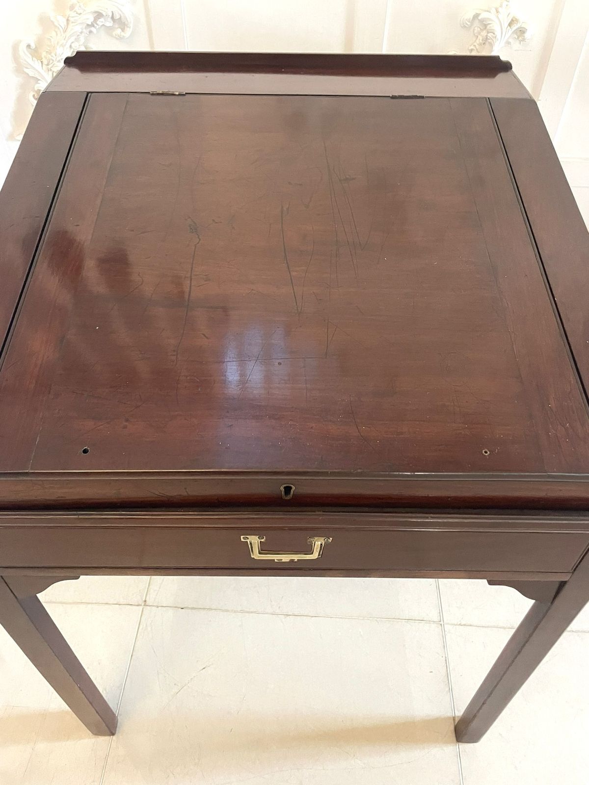 Unusual Antique 19th Century Quality Mahogany Writing Desk photo furniture