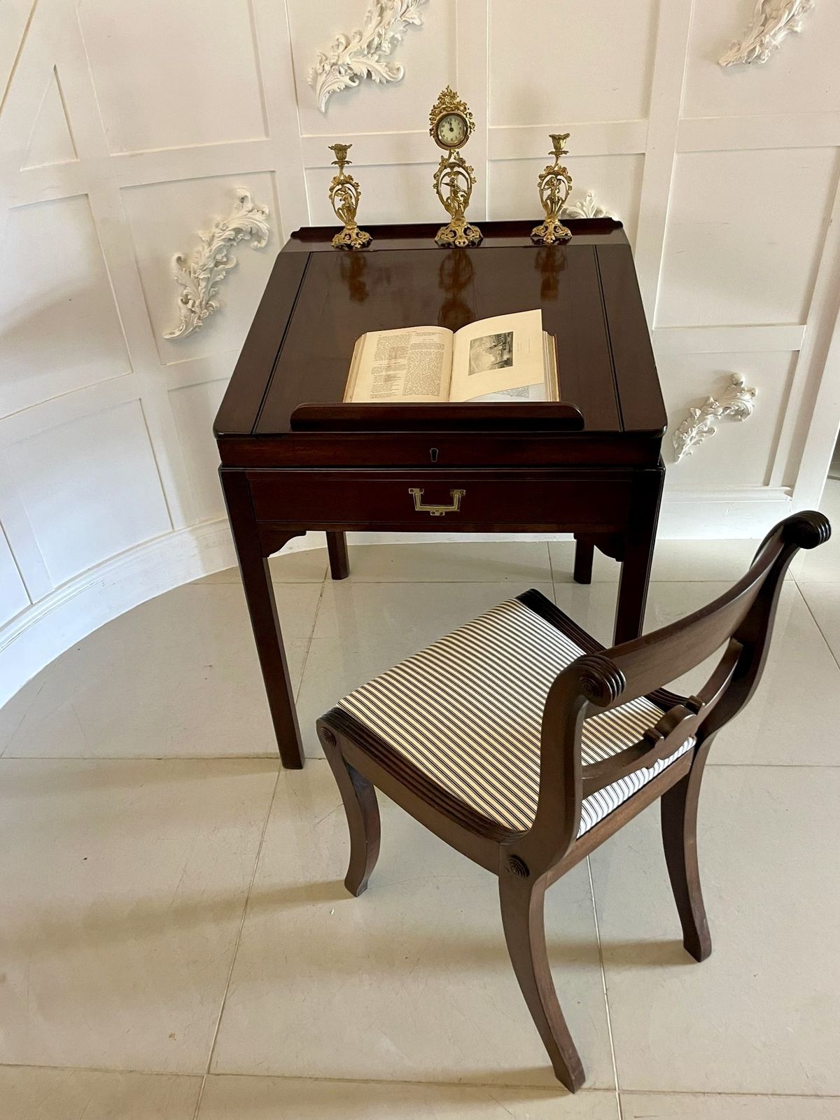 Unusual Antique 19th Century Quality Mahogany Writing Desk photo vintage