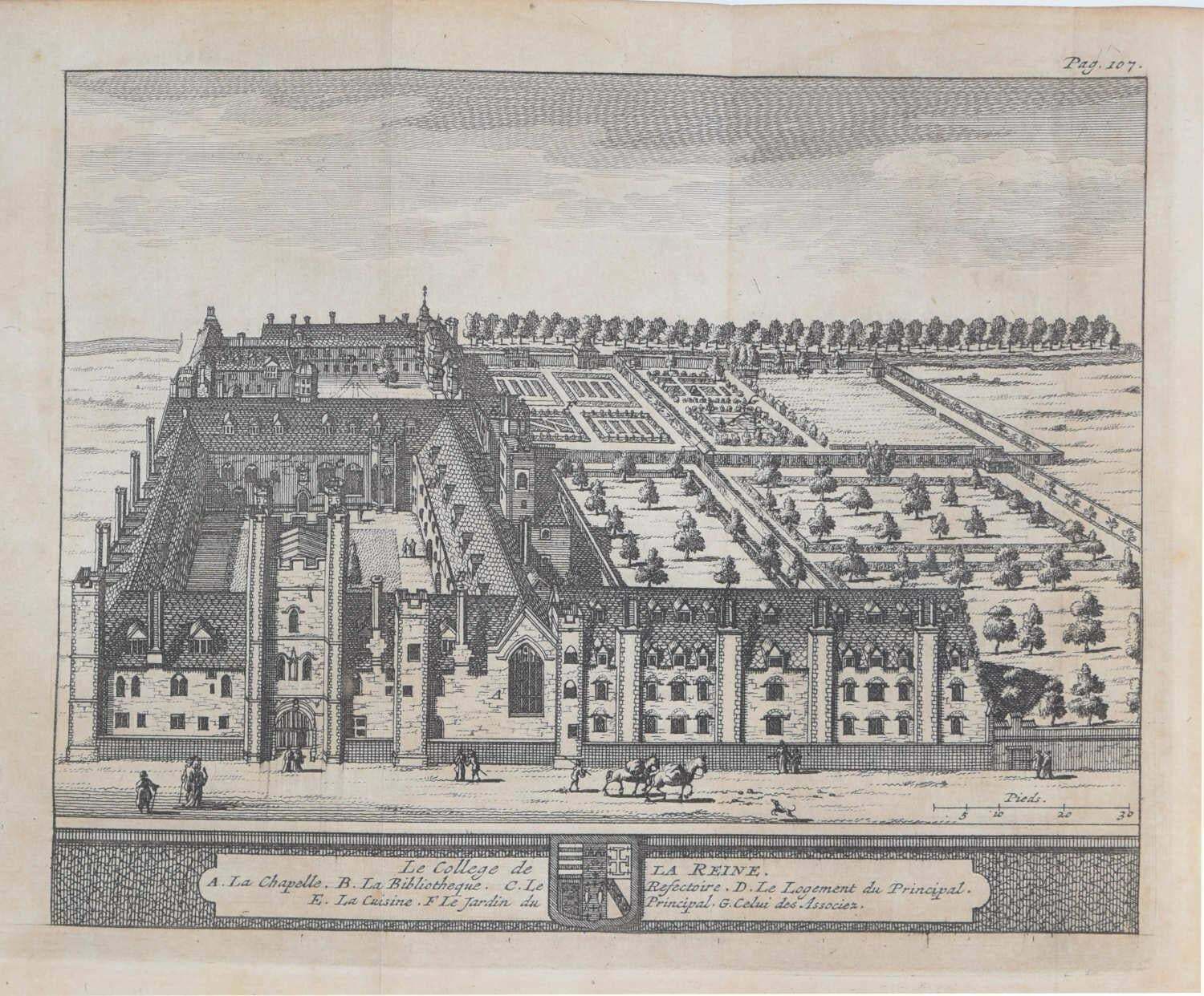 Pieter Van Der Aa, Queens' College, Cambridge Engraving Pieter Van Der Aa After David Loggan 1727
