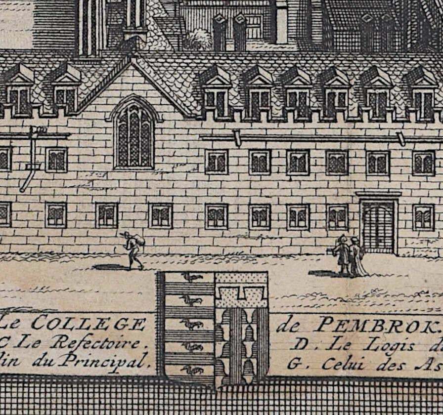 Pieter Van Der Aa, Pembroke College, Cambridge Engraving Pieter Van Der Aa After David Loggan1727 photo 286.0