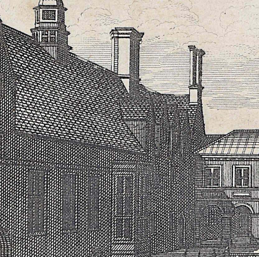 Pieter Van Der Aa, Emmanuel College, Cambridge Engraving Pieter Van Der Aa After David Loggan I1727 photo Art
