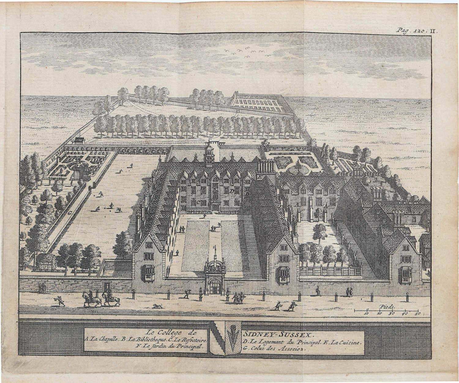 Pieter Van Der Aa, Sidney Sussex, Cambridge Engraving Pieter Van Der Aa After David Loggan 1727