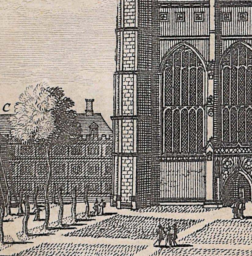 Pieter Van Der Aa, King's College, Cambridge Engraving Pieter Van Der Aa After David Loggan, 1727, I photo for sale