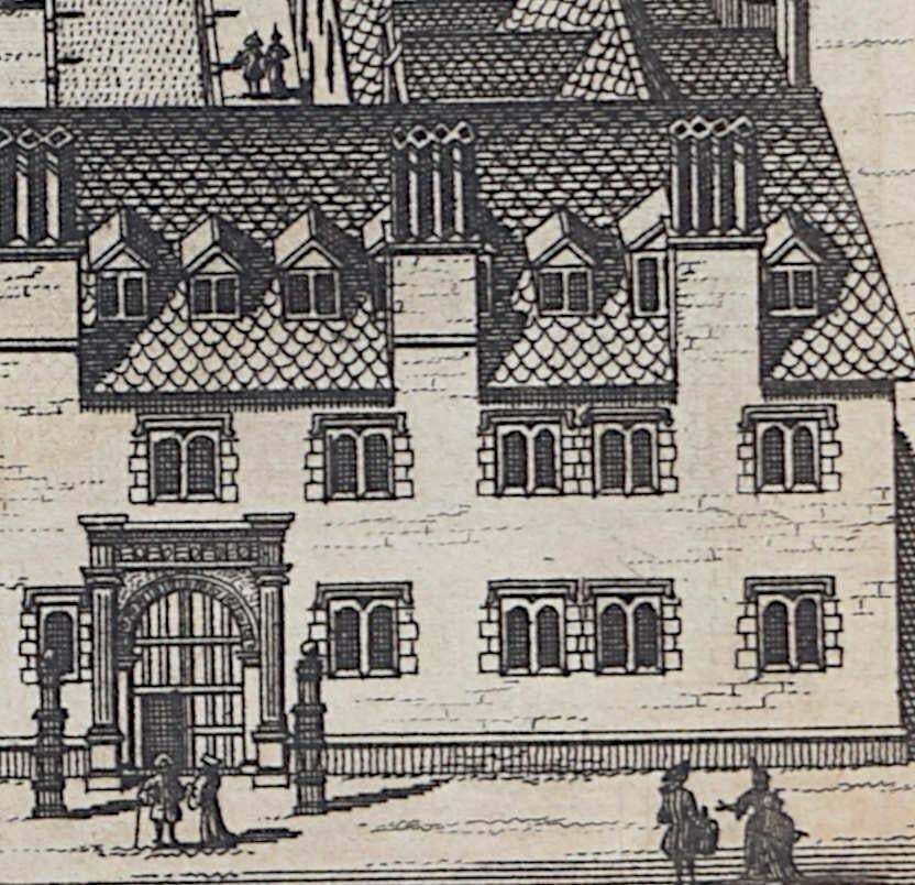 Pieter Van Der Aa, Magdalene College, Cambridge Engraving Pieter Van Der Aa After David Loggan 1727 photo furniture