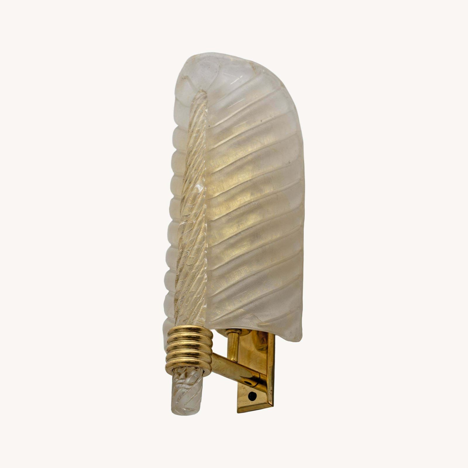 Pair Of Barovier & Toso Style Mid Century Modern Murano Glass Gold Leaf Sconces photo for sale
