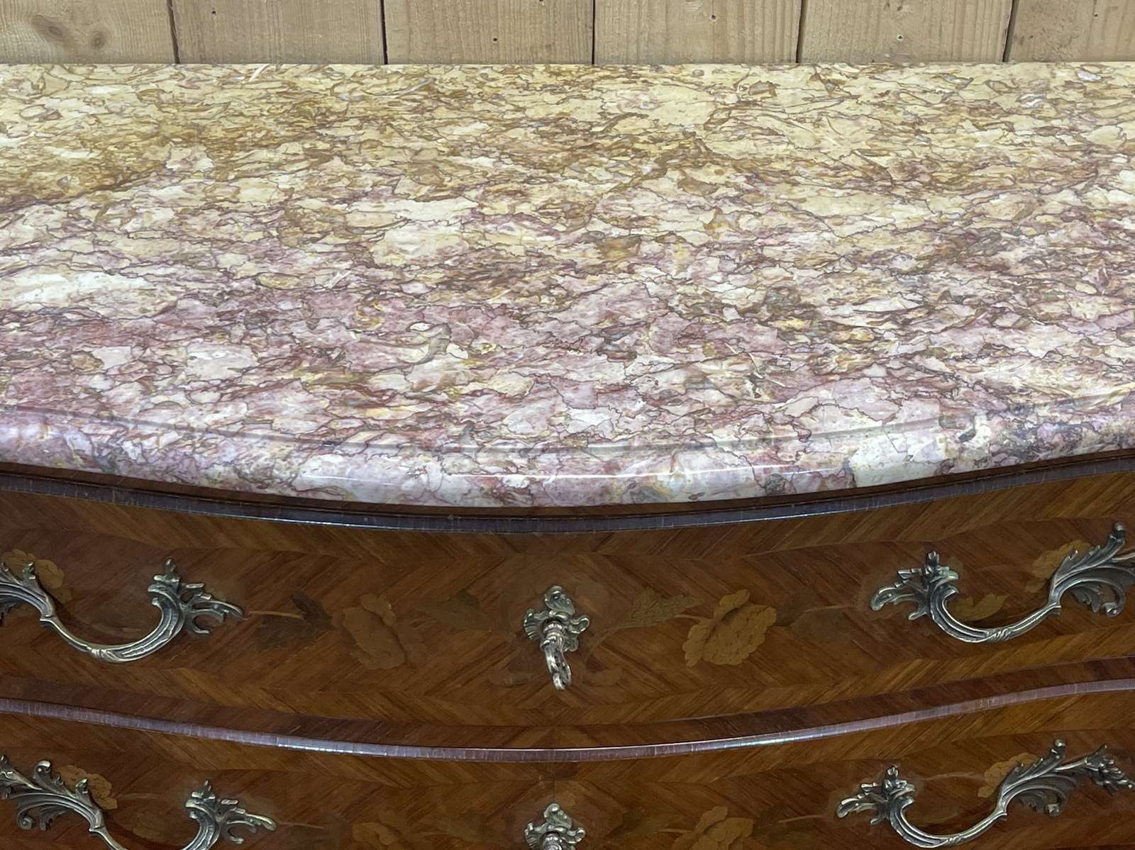 photo vinterior Louis XV Style Chest Of Drawers In Rosewood, Oak And Marble